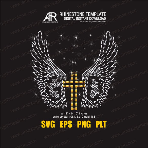 Wings of God rhinestone template, digital download cut file svg