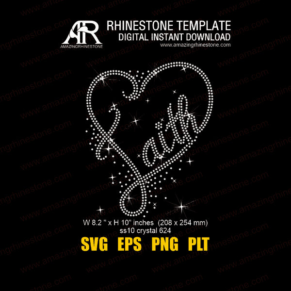 Faith,Cross Rhinestone template, instant download svg, eps