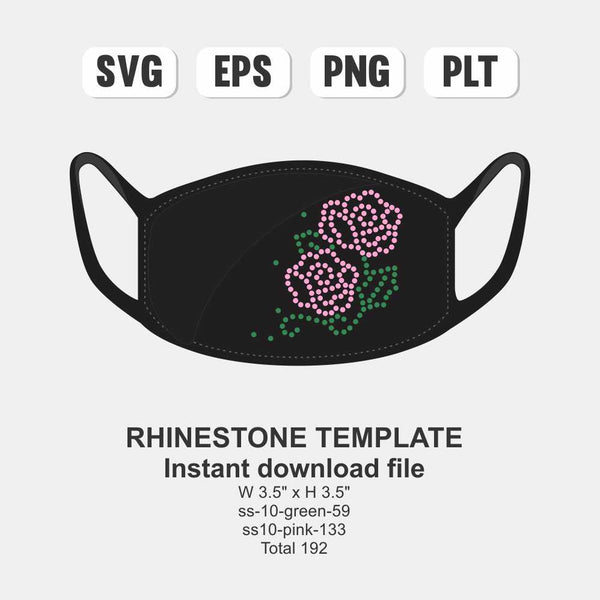 Pink Rose bling face mask, bling face mask, instant downloadfile SVG PNG EPS